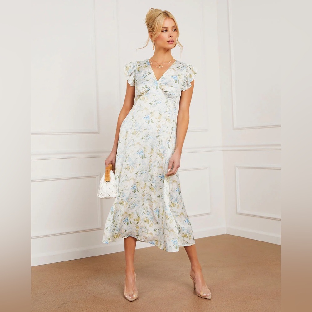 Gemma Floral Midi Dress - Blue/Multi / L